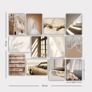 Tablou, 12 bucati 12MDF41YS Multicolor 20x15x3 cm - Img 2