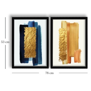 Tablou, 2 bucati Oystrium Azura Auriu 38x53 cm - Img 2