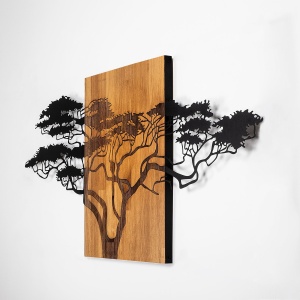 Tablou din lemn si metal Acacia Negru 144x3x70 cm - Img 7