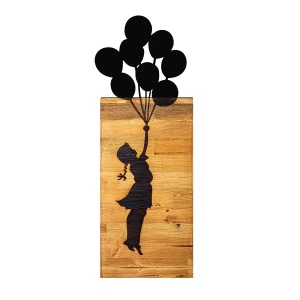 Tablou din lemn si metal Child Negru 30x86x3 cm - Img 5