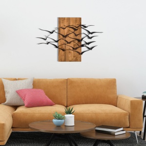 Tablou din lemn si metal Migration Negru 86x58 cm - Img 2