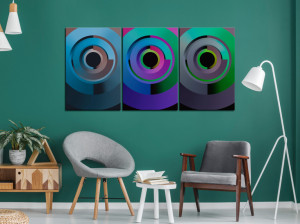 Tablou - Gradient Circles (3 Parts) 120x60 cm - Img 2