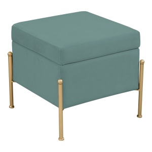 Taburet cu capac Panton catifea verde-aurie 40x40x36.5 cm