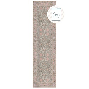 Traversa Una Floral Washable Verde 60x230 cm, Flair Rugs - Img 2