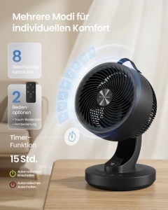 Ventilator, Island, Songmics, Negru, 25x26x38.4 cm - Img 4