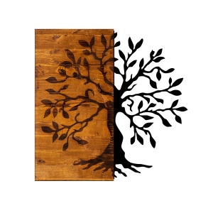 Accesoriu decorativ de perete din lemn si metal Agac Nuc 58x58 cm - Img 2