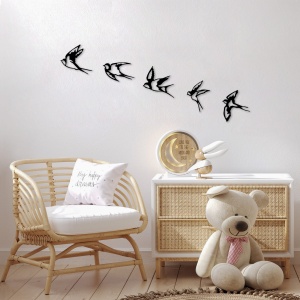 Accesoriu decorativ de perete metalic Swallows Negru 18x19 cm - Img 2