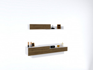 Ansamblu Comoda TV Elda Alb-Walnut - Img 2
