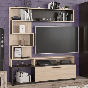 Ansamblu Comoda TV Jasper Wenge 151.5x37.5x169.5 cm - Img 2