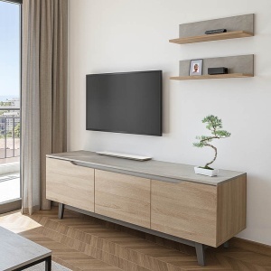 Ansamblu Comoda TV Kasia Stejar-Gri deschis180x35x48.5 cm