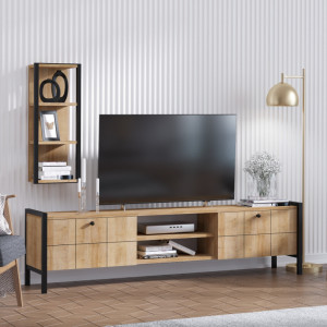 Ansamblu Comoda TV Paola Oak-Negru - Img 2