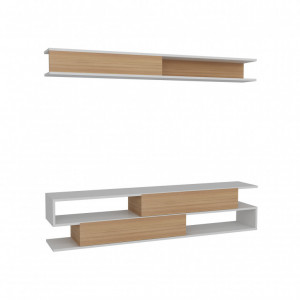 Ansamblu Comoda TV Sims Alb-Teak - Img 4
