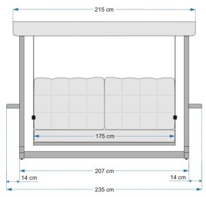 Balansoar cu 3 locuri Sia 2400 Bej 236x190x175 cm - Img 14