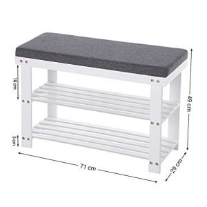 Bancuta hol cufar cu depozitare, Songmics, Alb-Gri, 71x29x49 cm - Img 4