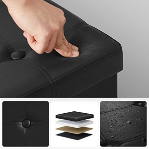 Bancuta hol cufar cu depozitare, Songmics, Negru, 76x38x38 cm - Img 7