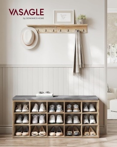 Bancuta hol cufar cu depozitare, Vasagle, Oak, 30 x 105 x 48 cm - Img 6