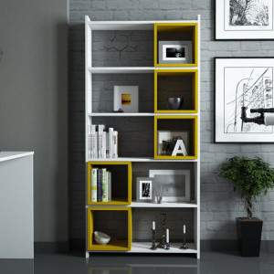 Biblioteca Box - Alb, Yellow - Img 3