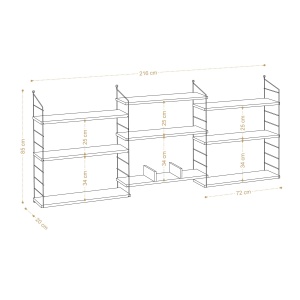 Bibliotecă Laba Stejar 85x216x20 cm - Img 3