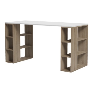 Birou cu raft, Colmar, Alb, 60x140x75 cm - Img 4