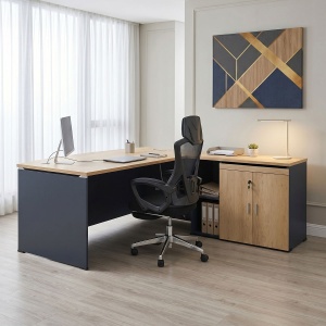Birou reversibil Lotus Oak, Antracit 180x160x75 cm