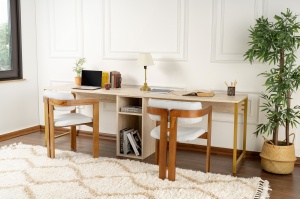 Birou Twin Study Desk Auriu - Img 2