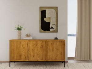 Bufet Palmdale V2, Negru mat, 80x158x40 cm - Img 2