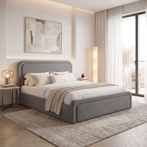 Cadru de pat dublu cu spatiu de depozitare Bendy, Antracit, 222x173x110 cm