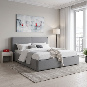 Cadru de pat Zento, Gri, 222x180x95 cm