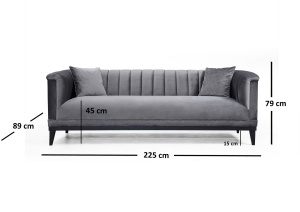 Canapea 3 locuri Trendy Gri inchis 225x79x89 cm - Img 4
