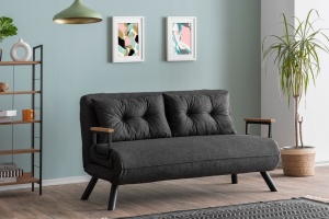 Canapea extensibilă cu 2 locuri Sando Gri inchis 175x133x41 cm - Img 2