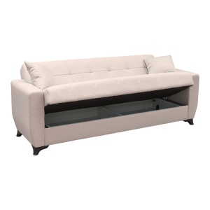 Canapea extensibila cu spatiu de depozitare Modesto, Bej, 215x75x85 cm - Img 5