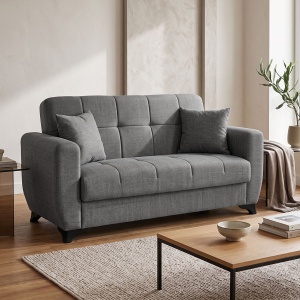Canapea extensibila cu spatiu de depozitare Modesto, Gri, 155x75x85 cm