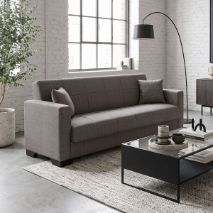 Canapea extensibila cu spatiu de depozitare Vox, Maro, 180x75x85 cm