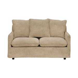 Canapea Interest 2 locuri bej din material textil cu trei perne 140x85x90 cm - Img 2