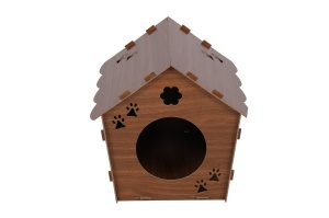 Casă pentru pisici din lemn 199 Nuc 43x40x38 cm - Img 3