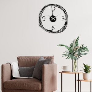 Ceas de perete decorativ din metal Gergo Negru 48x48 cm - Img 3