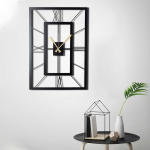 Ceas de perete decorativ din metal November Negru 70x49 cm - Img 2