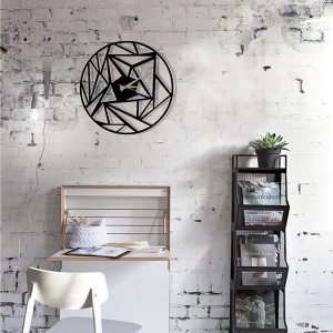 Ceas de perete decorativ din metal Perspektif Negru 50x50x2mm - Img 2