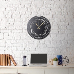 Ceas de perete decorativ din metal Watch-042 Negru 50x50x0 cm - Img 3
