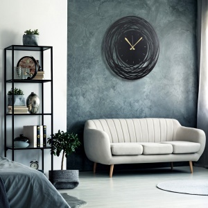Ceas de perete decorativ din metal Watch-042 Negru 50x50x0 cm - Img 5