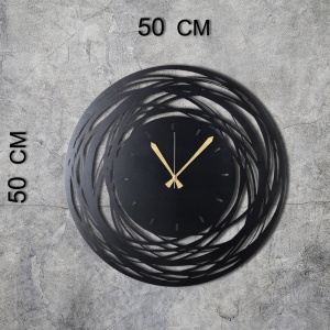 Ceas de perete decorativ din metal Watch-042 Negru 50x50x0 cm - Img 7