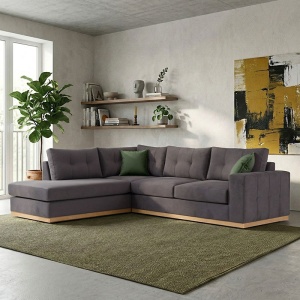 Coltar Dreapta Boston Gri Inchis - Natural 280x225x95 cm