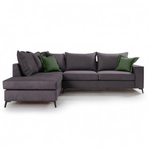Coltar Dreapta Boston Gri Inchis - Verde Inchis 290x235x95 cm - Img 2
