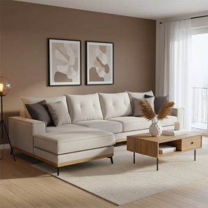 Coltar Dreapta Luxury II Crem - Mocha - Negru 290x235x90 cm