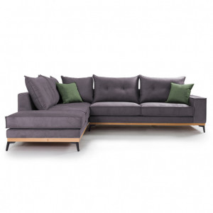 Coltar Dreapta Luxury II Gri Inchis - Verde Inchis - Negru 290x235x90 cm - Img 2