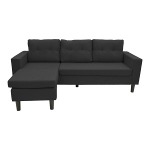 Coltar reversibil, Maneli, Negru, 76x196x74 cm - Img 3