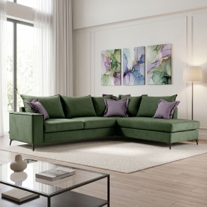 Coltar Stanga Boston Verde Inchis - Gri Inchis 290x235x95 cm