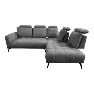 Coltar stanga, cu perne ajustabile, Serkas, Gri, 268x213x100 cm - Img 4