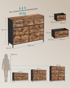Comoda cu sertare, Flora, Maro, 30x98.8x73.7 cm - Img 4