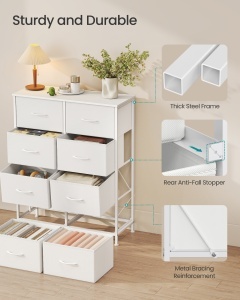 Comoda cu sertare Songmics Alb 76.7x30x95.2 cm - Img 6